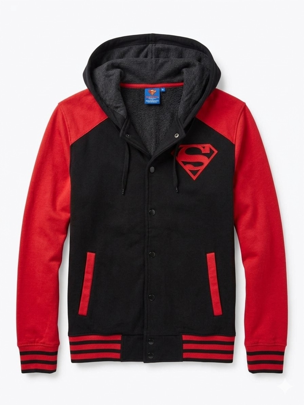 Spiderman Black and Red Hooded Varsity Bomber Jacket